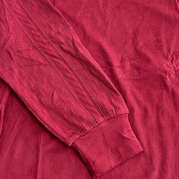 New OFEEFAN Crewneck Sweatshirts Cable Knit Sleeve Lightweight Brick Red Women’s - Picture 8 of 12